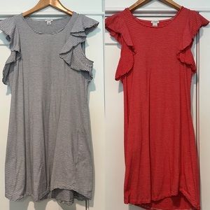 Two J. Crew flutter sleeve sundresses